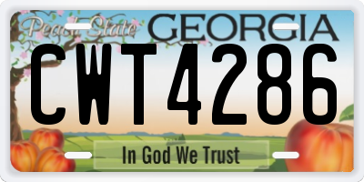 GA license plate CWT4286