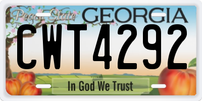 GA license plate CWT4292