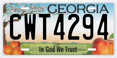 GA license plate CWT4294