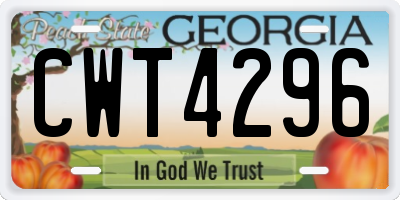 GA license plate CWT4296