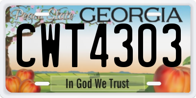 GA license plate CWT4303