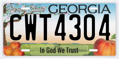 GA license plate CWT4304