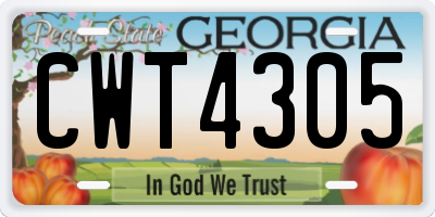 GA license plate CWT4305