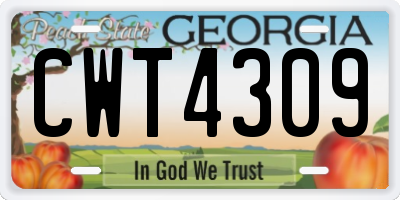 GA license plate CWT4309