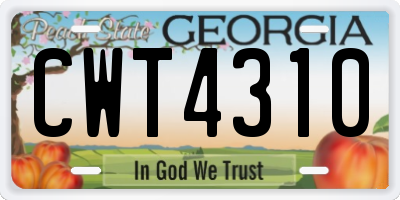 GA license plate CWT4310