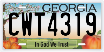 GA license plate CWT4319