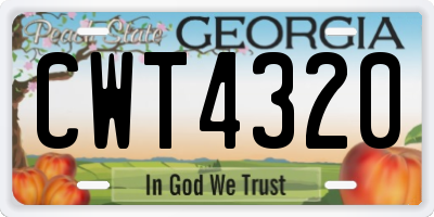GA license plate CWT4320