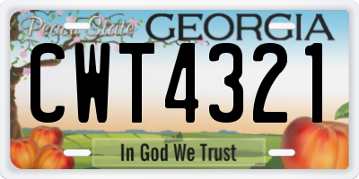 GA license plate CWT4321