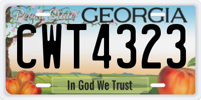 GA license plate CWT4323