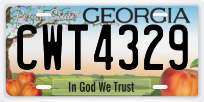 GA license plate CWT4329