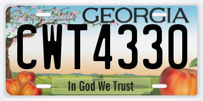GA license plate CWT4330