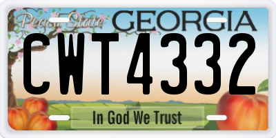 GA license plate CWT4332