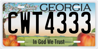 GA license plate CWT4333