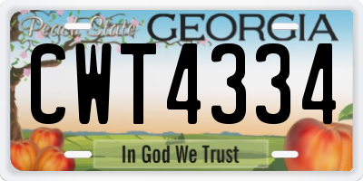 GA license plate CWT4334