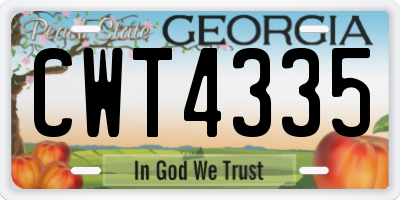 GA license plate CWT4335
