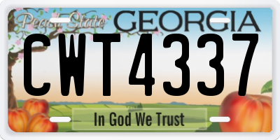 GA license plate CWT4337