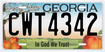 GA license plate CWT4342