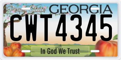GA license plate CWT4345