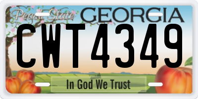 GA license plate CWT4349