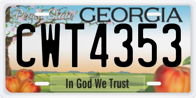 GA license plate CWT4353