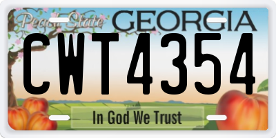 GA license plate CWT4354