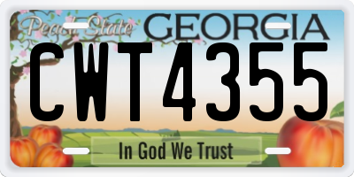 GA license plate CWT4355