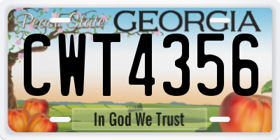 GA license plate CWT4356