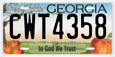 GA license plate CWT4358