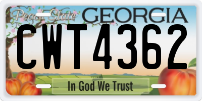 GA license plate CWT4362