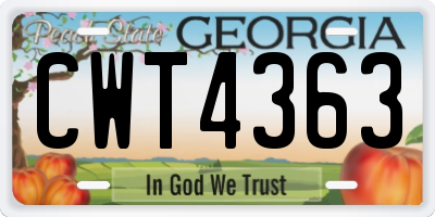 GA license plate CWT4363