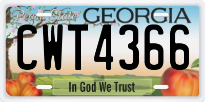 GA license plate CWT4366