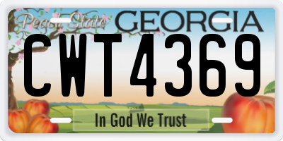GA license plate CWT4369