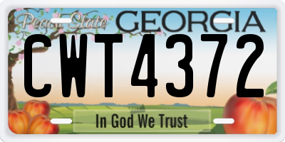 GA license plate CWT4372