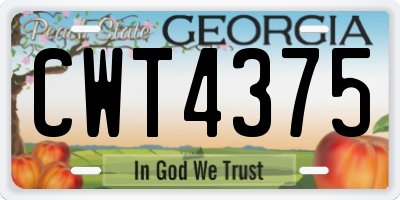 GA license plate CWT4375