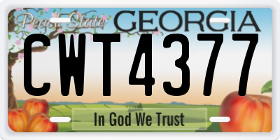 GA license plate CWT4377