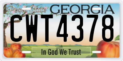 GA license plate CWT4378