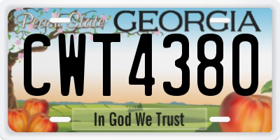 GA license plate CWT4380