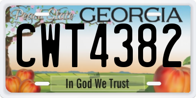 GA license plate CWT4382