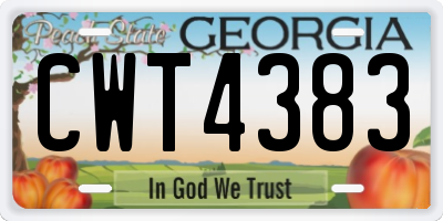 GA license plate CWT4383