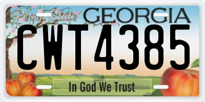 GA license plate CWT4385