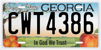 GA license plate CWT4386