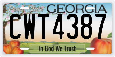 GA license plate CWT4387