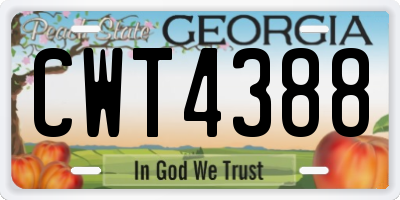 GA license plate CWT4388