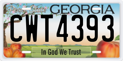 GA license plate CWT4393
