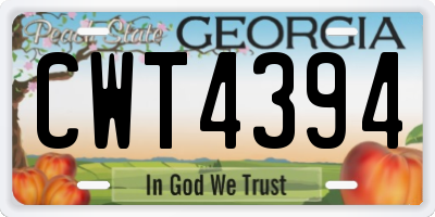 GA license plate CWT4394