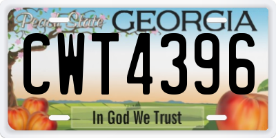 GA license plate CWT4396