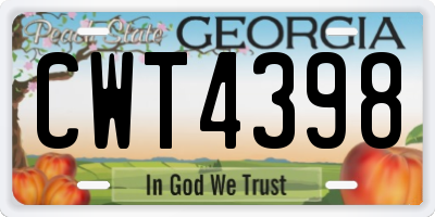 GA license plate CWT4398