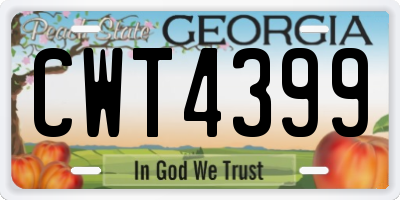 GA license plate CWT4399