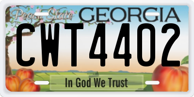 GA license plate CWT4402