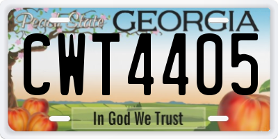 GA license plate CWT4405